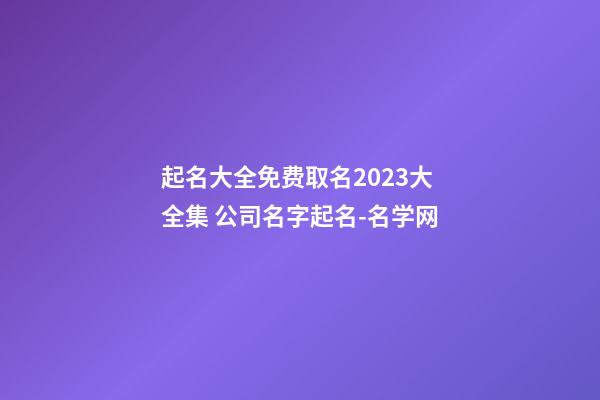 起名大全免费取名2023大全集 公司名字起名-名学网